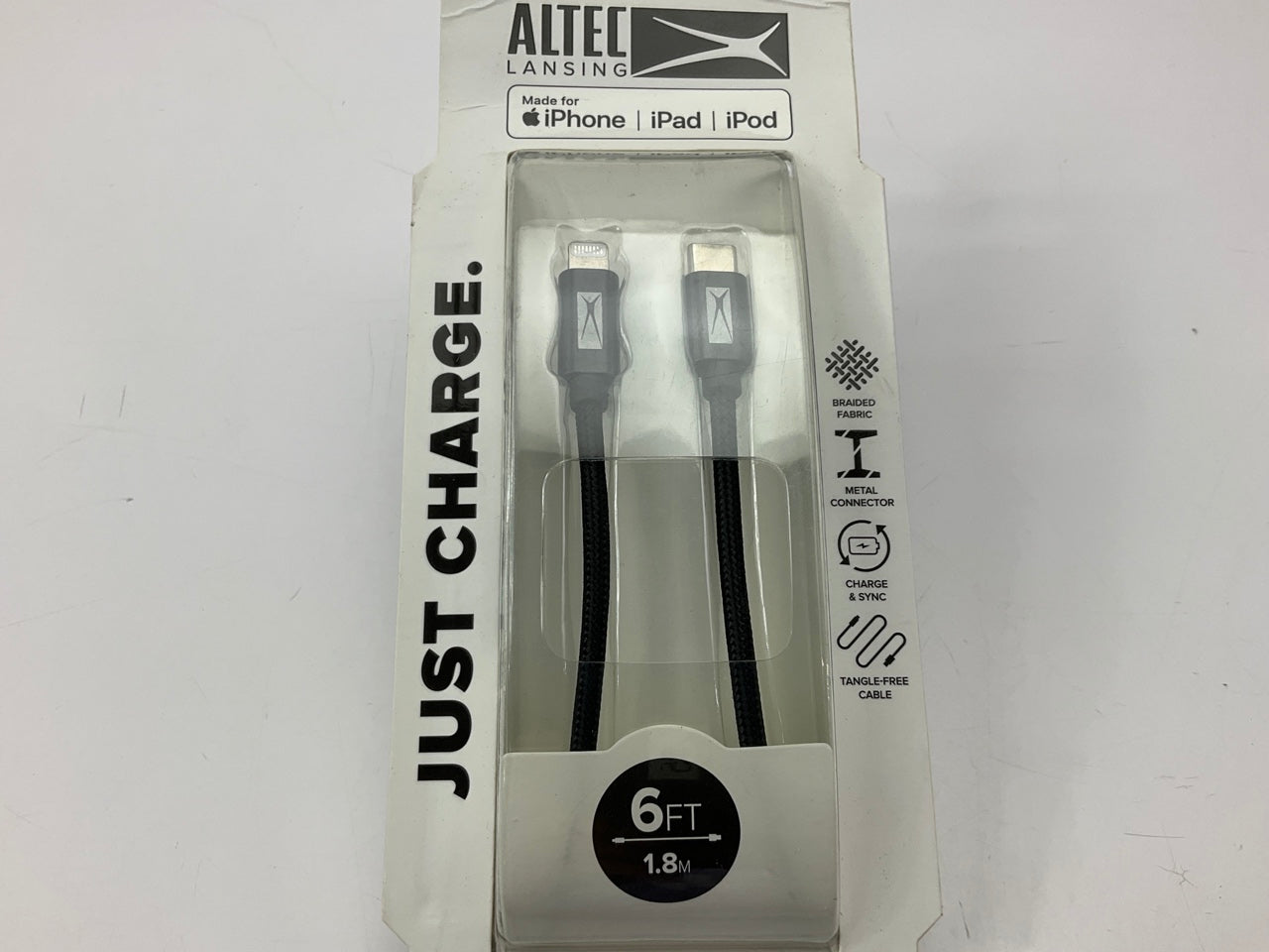 Altec Lansing AL9165 6ft Lightning To USB Braided Fabric Charger Cord