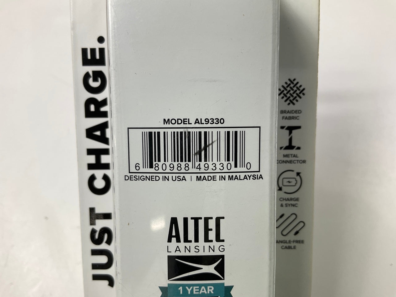Altec Lansing AL9330 10ft USB-C To USB Braided Fabric Charging Cord