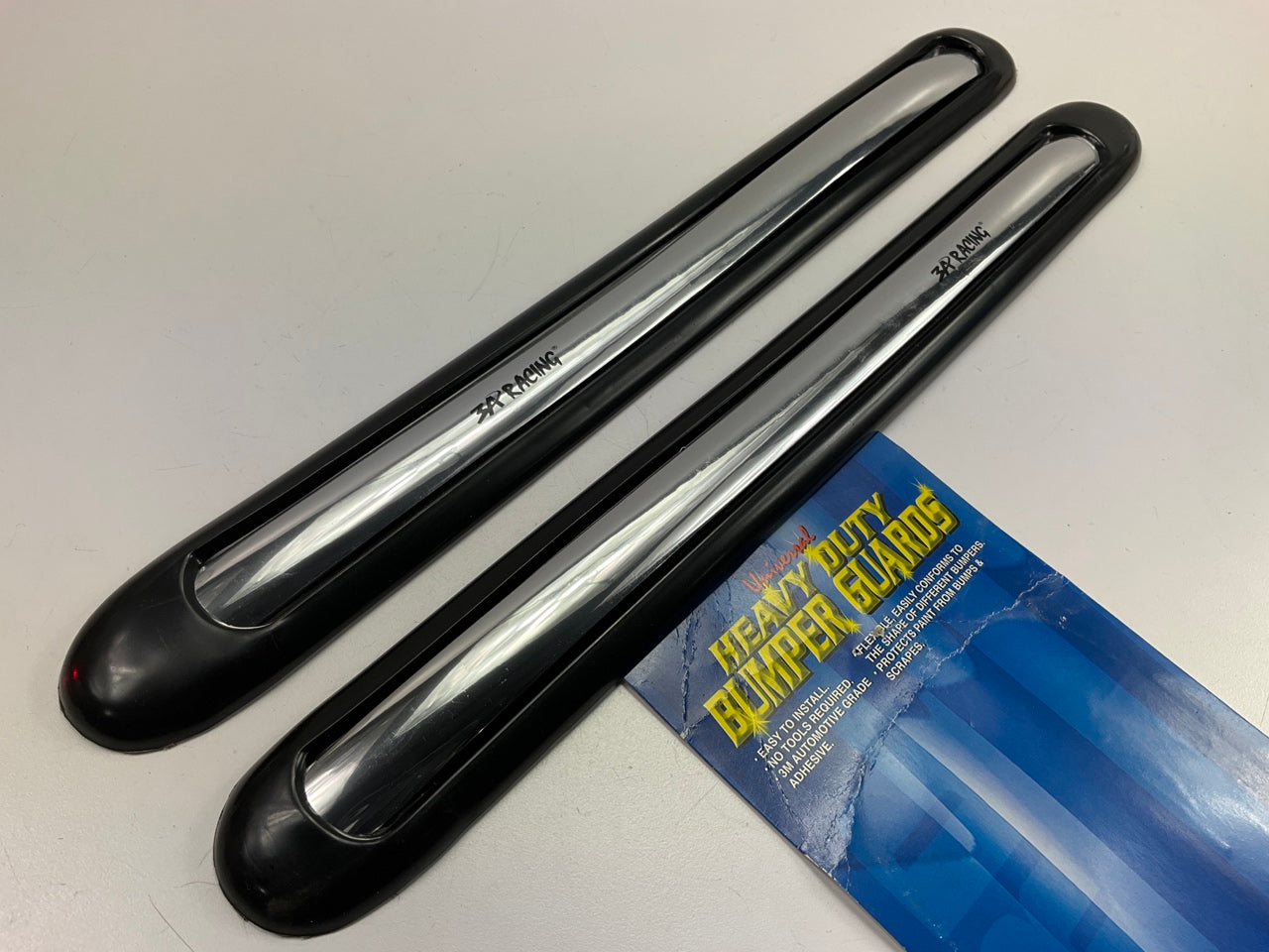 American Auto 68-1395 Adhesive Heavy Duty Bumper Guard Strips Black & Chrome