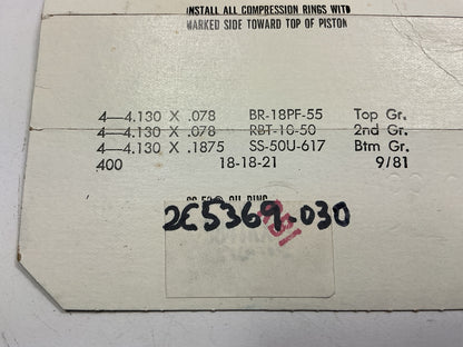 American Hammered KO9841-030 Piston Rings Set For Ford 3.1L Industrial Diesel