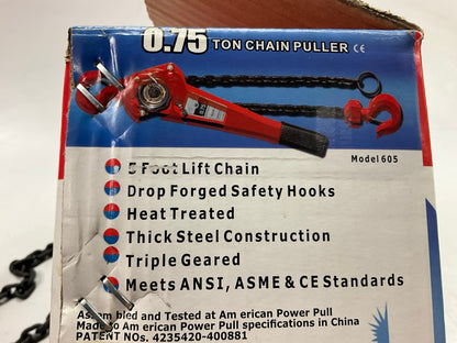 American Power Pull 605 Chain Puller, 3/4-Ton