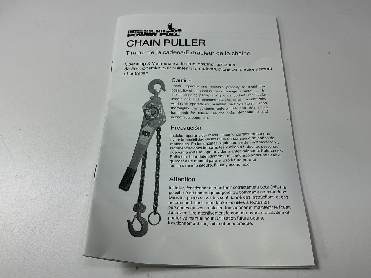 American Power Pull 615 1.5 Ton Chain Puller W/thick Steel Construction