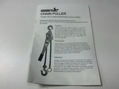 American Power Pull 615 1.5 Ton Chain Puller W/thick Steel Construction