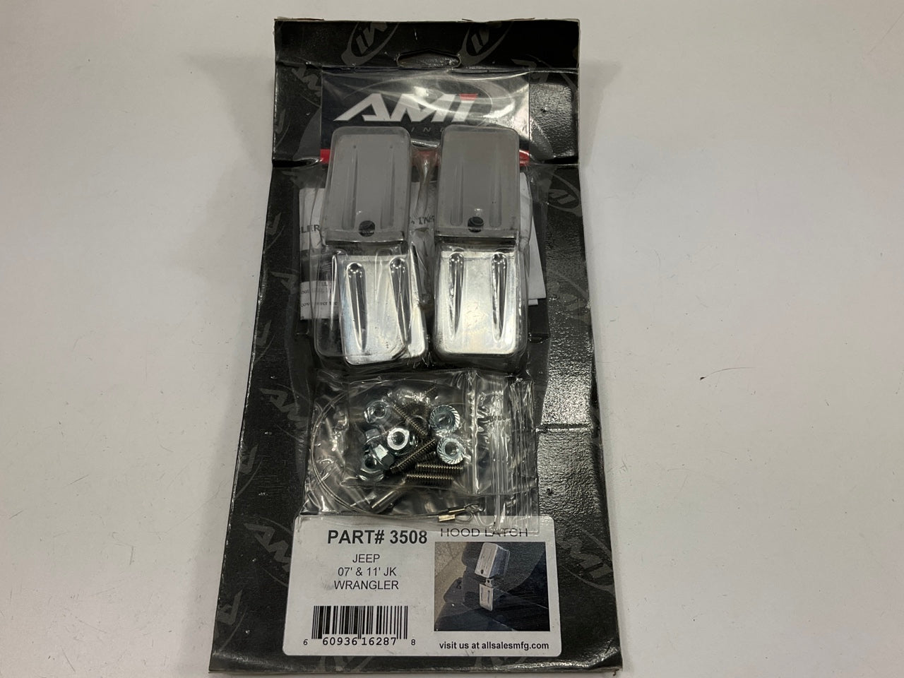 AMI 3508 Hood Latch Chrome Aluminum Set For 2007-2018 Jeep Wrangler
