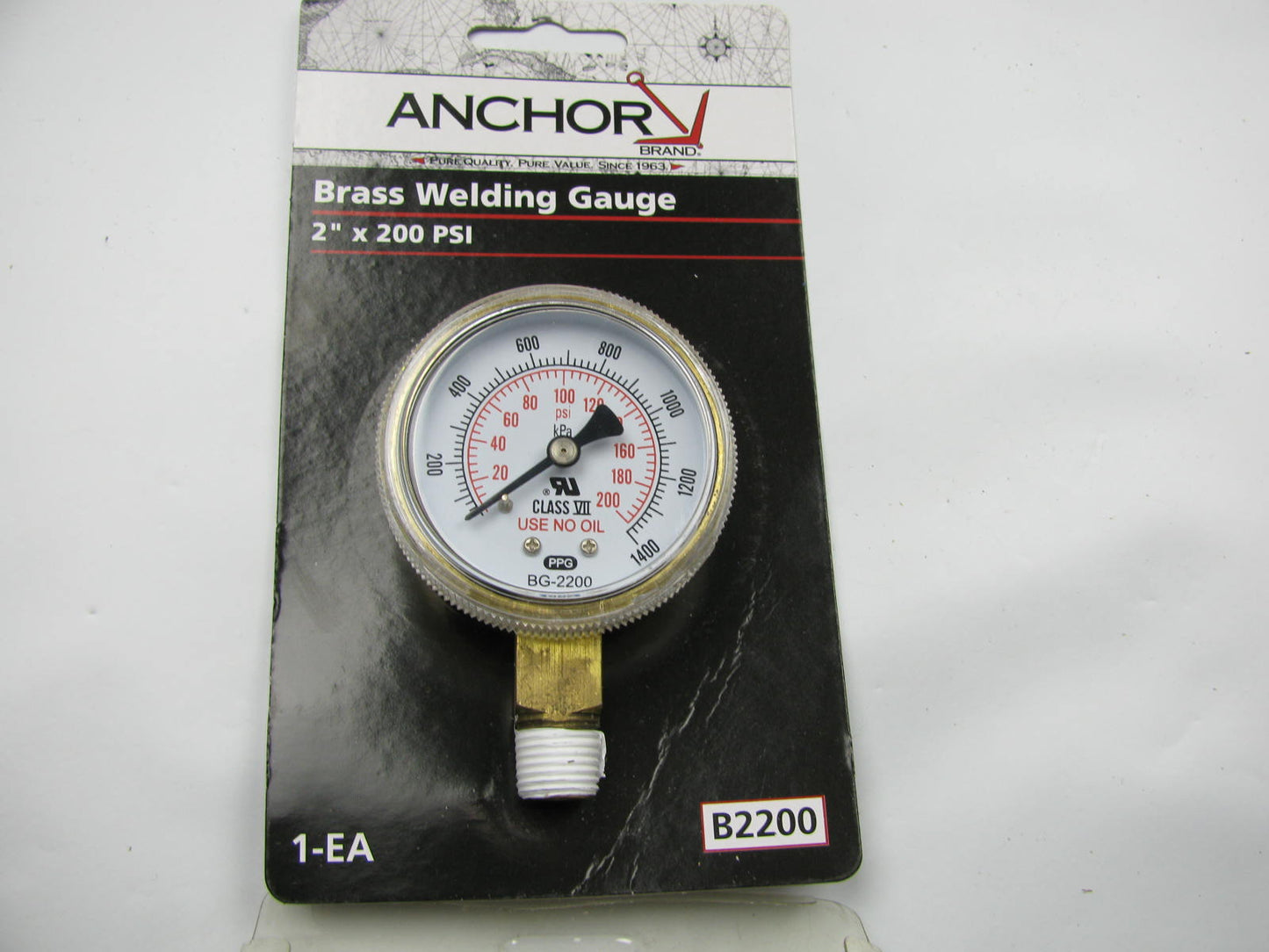 Anchor B2200 1/4'' NPT Brass Welding (Replacement) Gauge - 2 Inch X 200 PSI