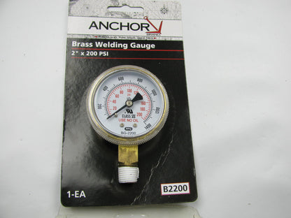 Anchor B2200 1/4'' NPT Brass Welding (Replacement) Gauge - 2 Inch X 200 PSI