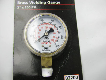 Anchor B2200 1/4'' NPT Brass Welding (Replacement) Gauge - 2 Inch X 200 PSI
