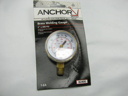 Anchor B2400 1/4'' NPT Brass Welding Gauge (replacement) 2-INCH X 400 PSI