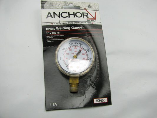 Anchor B2400 1/4'' NPT Brass Welding Gauge (replacement) 2-INCH X 400 PSI