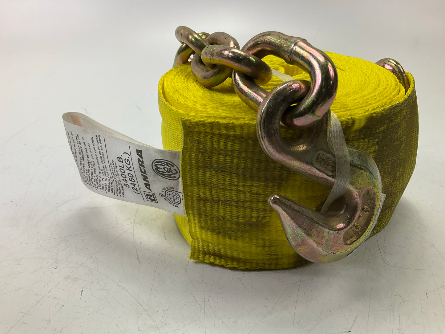 Ancra 43795-15-27 4'' X 27' Flatbed Trailer Winch Tie Down Strap W/ Chain Hook