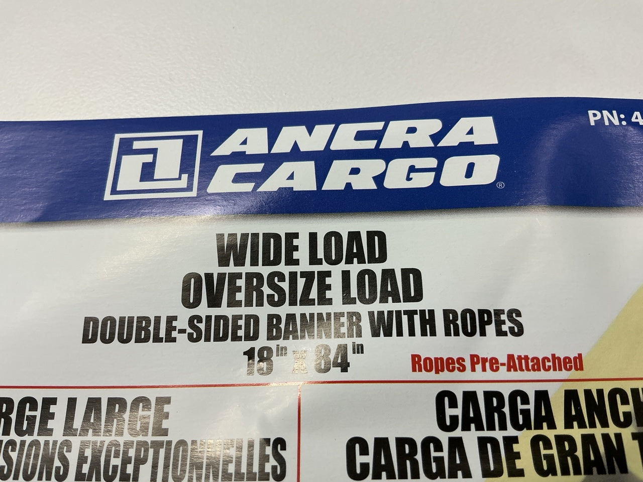ANCRA 18'' X 84'' Wide/Oversize Load Banner W/ Sewn-in Ropes, Durable Vinyl Fabric