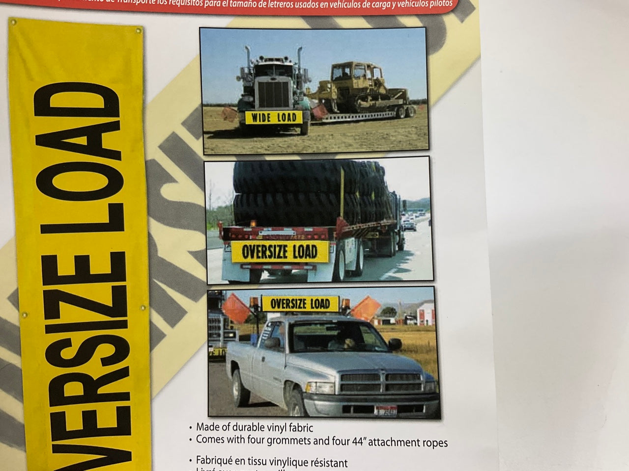 Wide Load & Oversize Load Sign Banner 14x72 Reversible Flatbed Truck Trailer Van