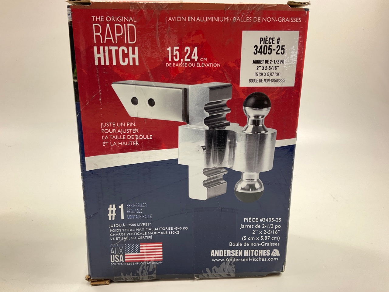 Andersen 3405-25 Rapid Hitch 2.5'' Receiver 2'' & 2-5/16'' Greaseless, 6'' Drop/Rise