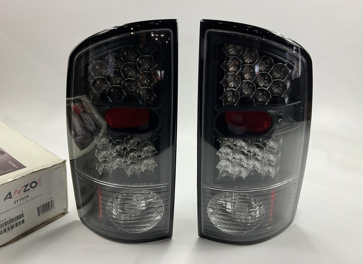 Anzo USA 311018 LED Taillights Tail Lamp Set, LED Black For 02-05 Dodge Ram