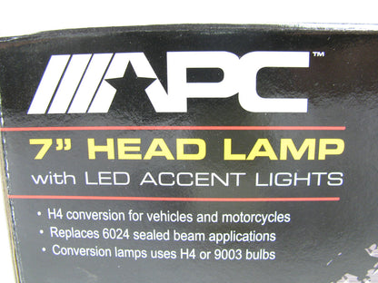 Pair (2) APC 7'' Clear Lens Headlights Head Lamps Lights W/ LED Accent 403750HL