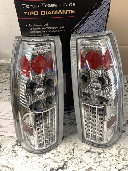 Chrome Clear Lamps Tail Lights For 1988-1998 Chevy GMC C/K Pickup Suburban Yukon