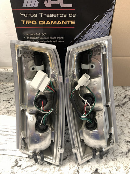 Chrome Clear Lamps Tail Lights For 1988-1998 Chevy GMC C/K Pickup Suburban Yukon