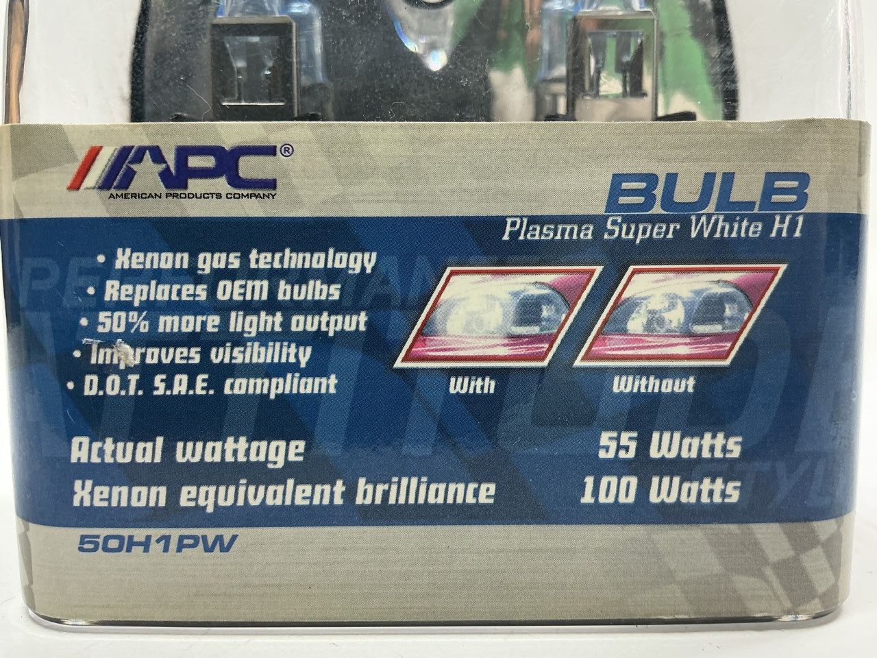 APC H1 Xenon Light Bulb PAIR 12V 55W 50H1PW Street Legal