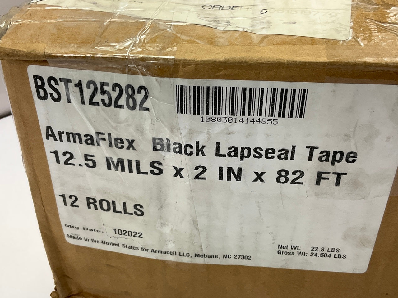 ONE ROLL - Armaflex 520 BST125282 Black LapSeal Tape 2'' X 82 Feet, 12.5 Mil