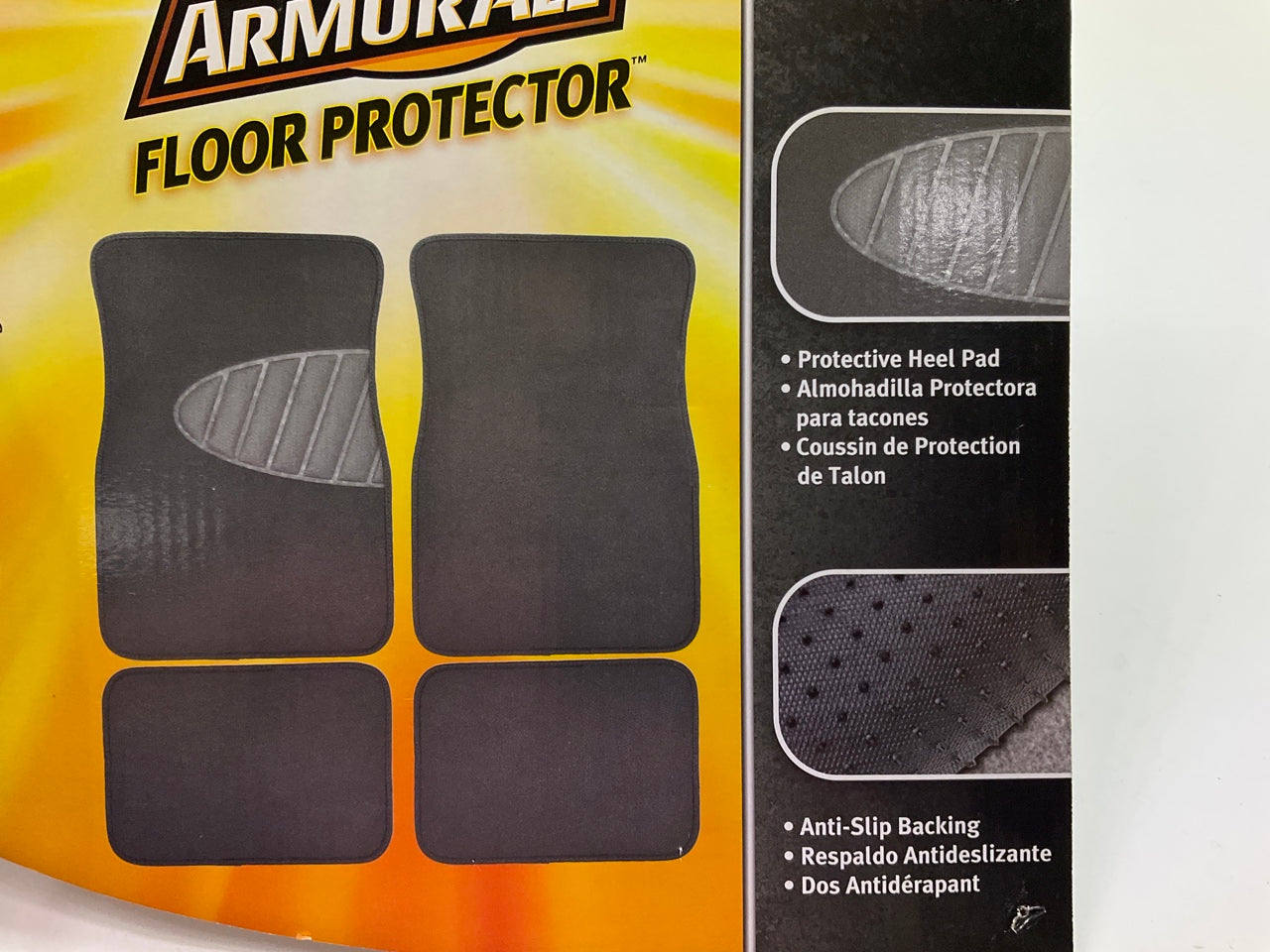 Armor-All 78915 4-Piece Gray Carpet Floor Mat Set W/ Heel Pad 25''x17'' & 16''x12''