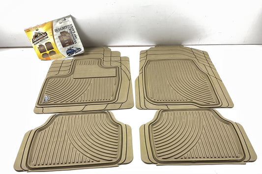 Armorall 78995 Trim-to-Fit Rubber Floor Mats, Tan Color, 4-Piece Set