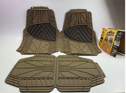 Armorall 79965-TAN Universal 4-Piece Rubber Floor Mats, 28x19 Front, 19x14 Rear