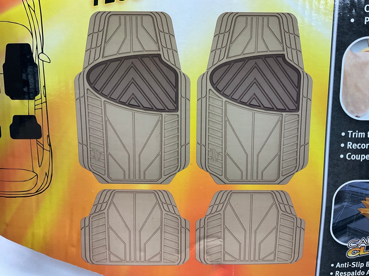 Armorall 79965-TAN Universal 4-Piece Rubber Floor Mats, 28x19 Front, 19x14 Rear