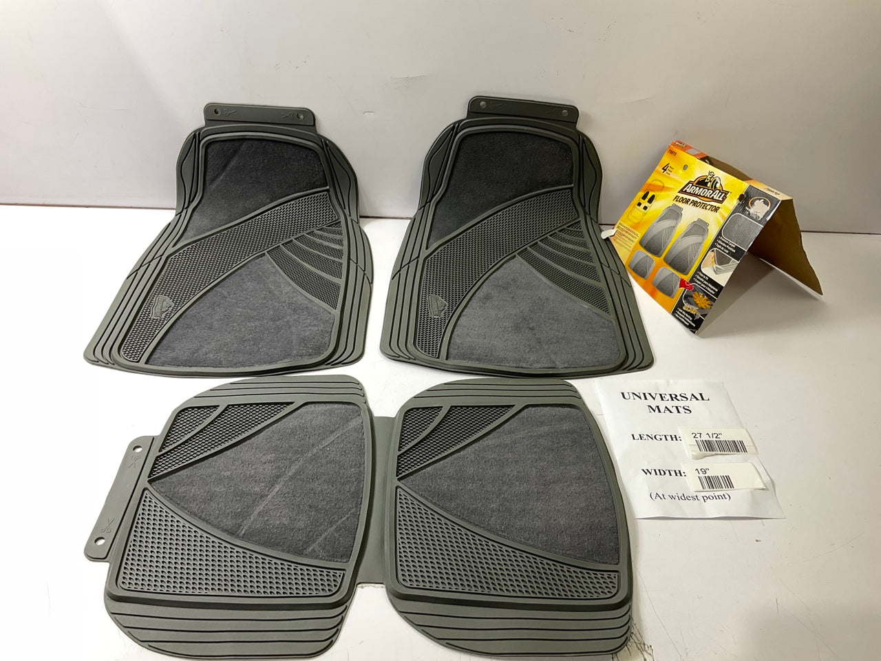 ArmorAll 79970 Gray 4-Piece Rubber Carpet Car Floor Mats - UNIVERSAL TRIM TO FIT