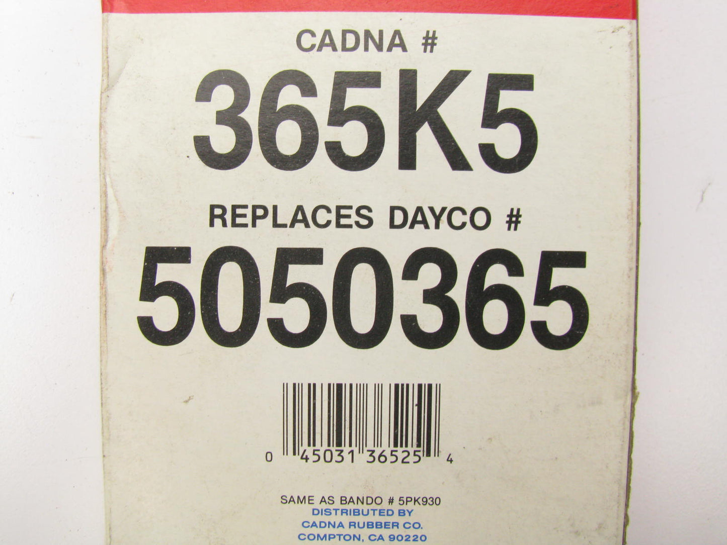 Armormark 365K5 Serpentine Belt - 0.69'' X 37.00'' - 5 Ribs