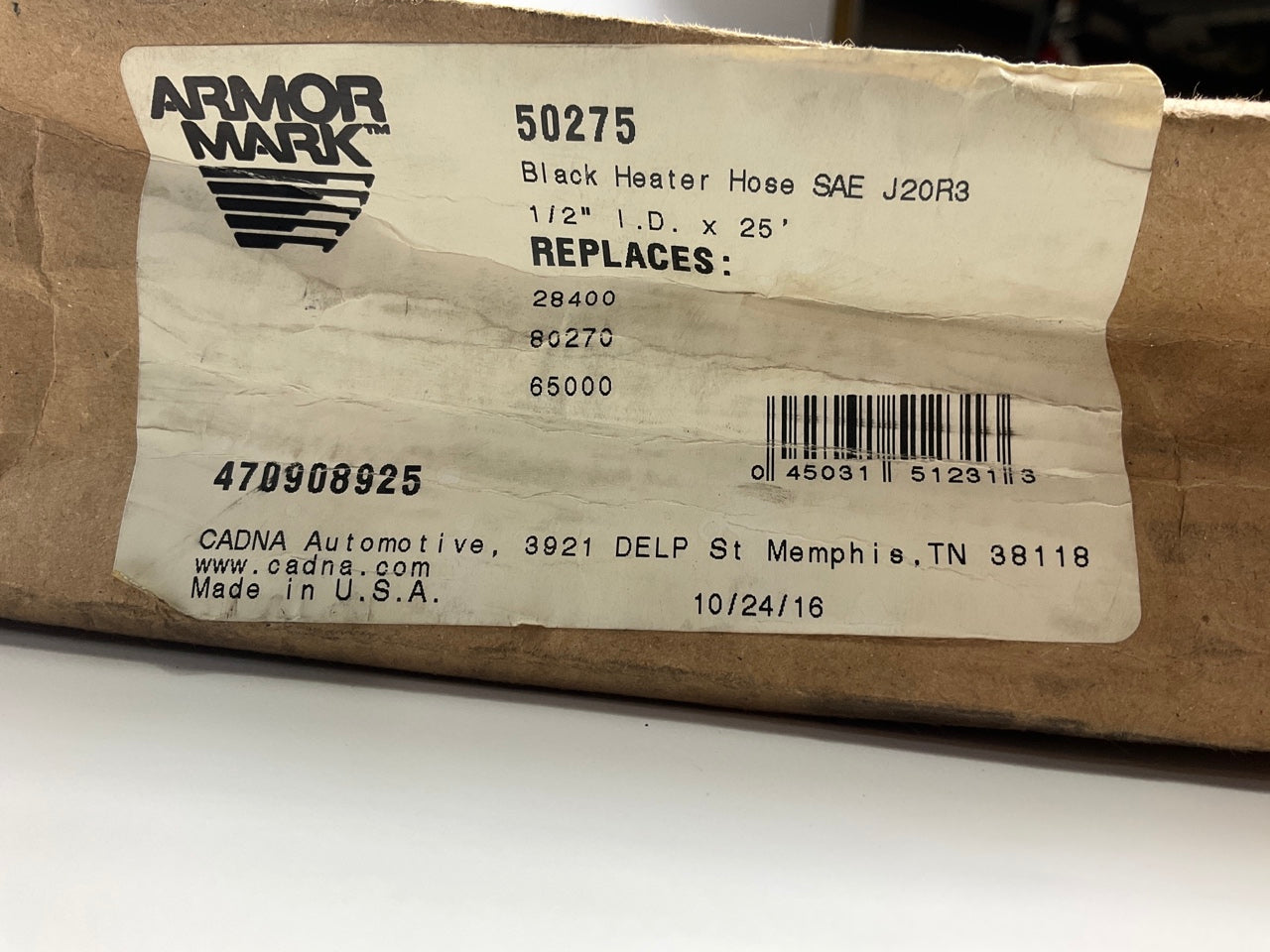 17 FEET - Armormark 50275 Heater Hose 1/2'' ID, SAE J20R3, MADE IN USA