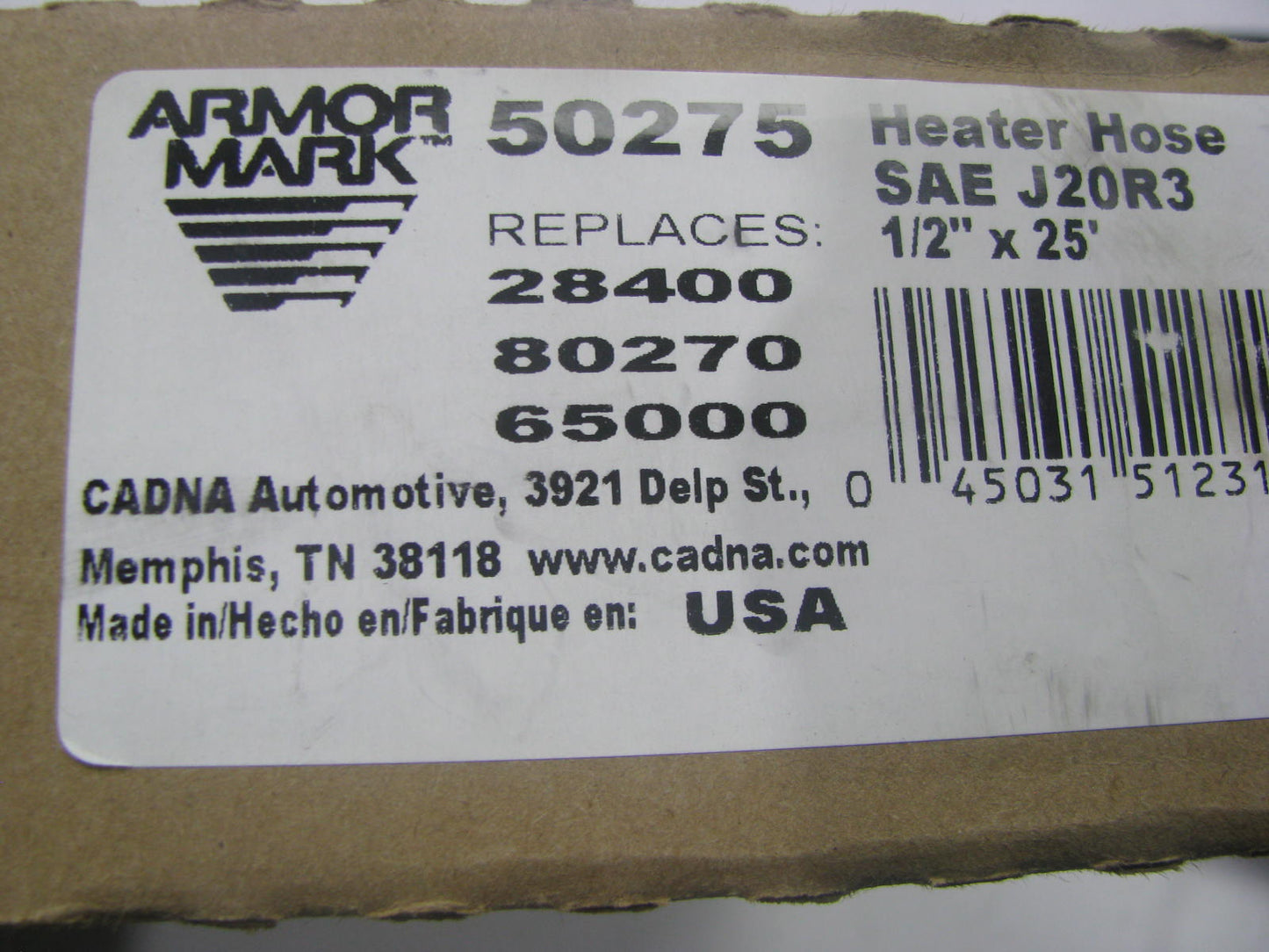 25 FEET - Armormark 50275 Heater Hose 1/2'' ID, SAE J20R3, MADE IN USA