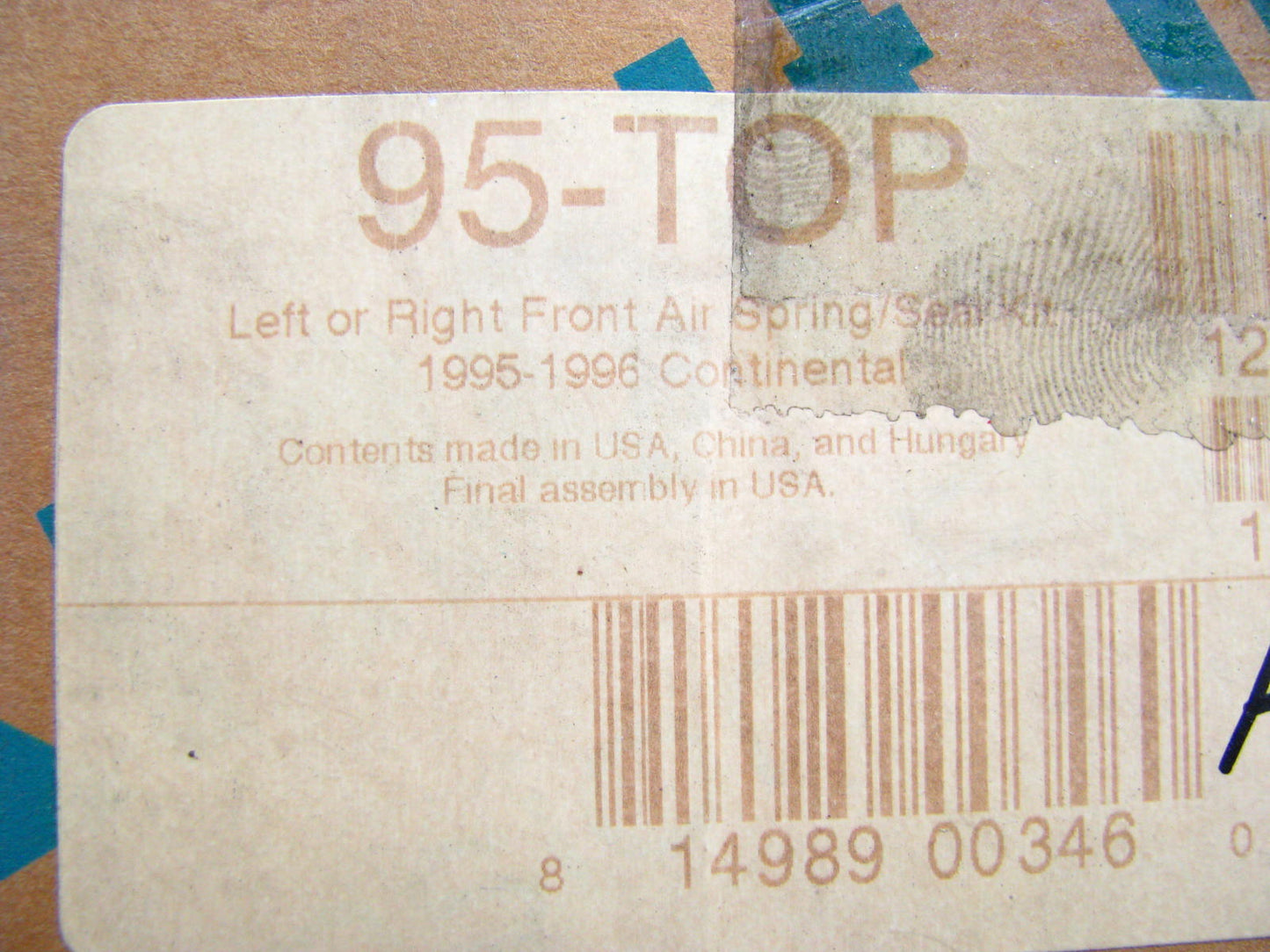 Arnott 95-TOP FRONT Air Suspension Spring Seal Kit 1995-96 Lincoln Continental