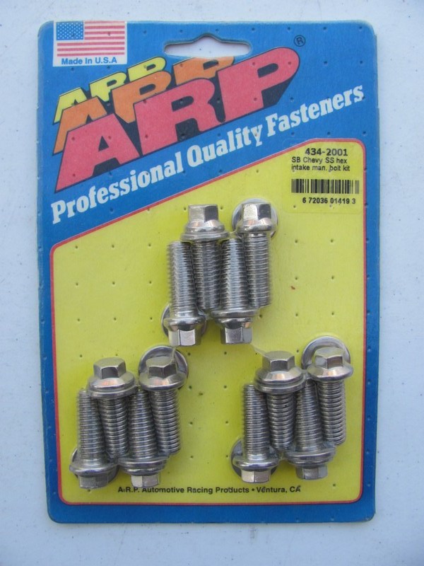 ARP 434-2001 Intake Bolt Set Polished Stainless Hex, 3/8-16x1'' Chevy SBC 350-400