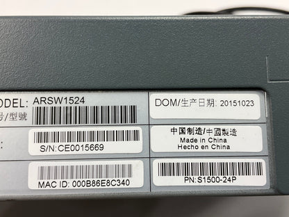 Aruba Networks ARSW1524 S1500-24P PoE Mobility Access Switch 10/100/1000Base