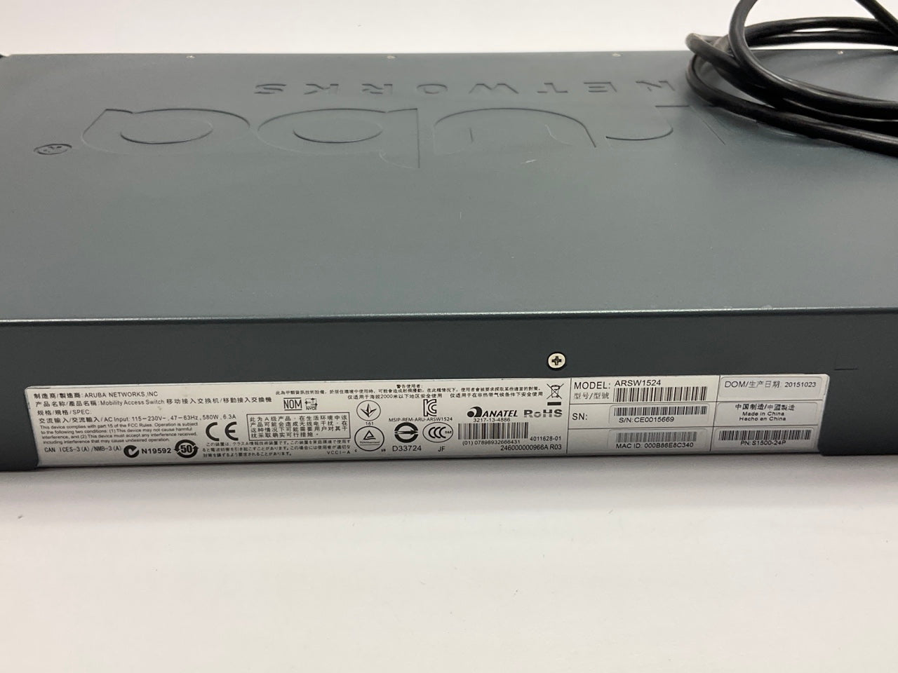 Aruba Networks ARSW1524 S1500-24P PoE Mobility Access Switch 10/100/1000Base