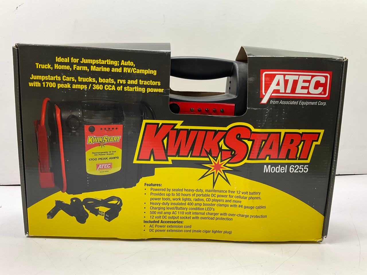 ATEC 6255 12V DC Portable Power Source Jump Starter Battery Pack - 1700 Amps