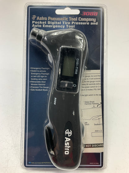 Astro Pneumatic 3088 Digital Tire Air Pressure Gauge W/ Safety Seat Belt Cutter
