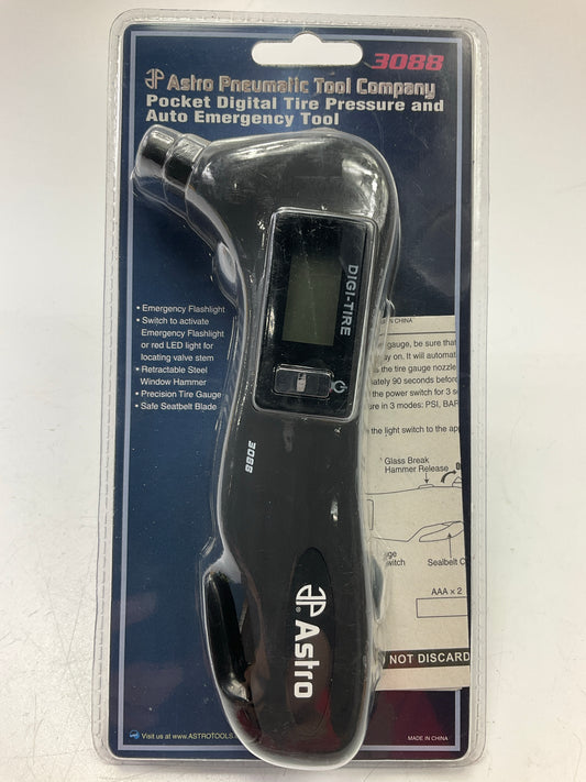 Astro Pneumatic 3088 Digital Tire Air Pressure Gauge W/ Safety Seat Belt Cutter