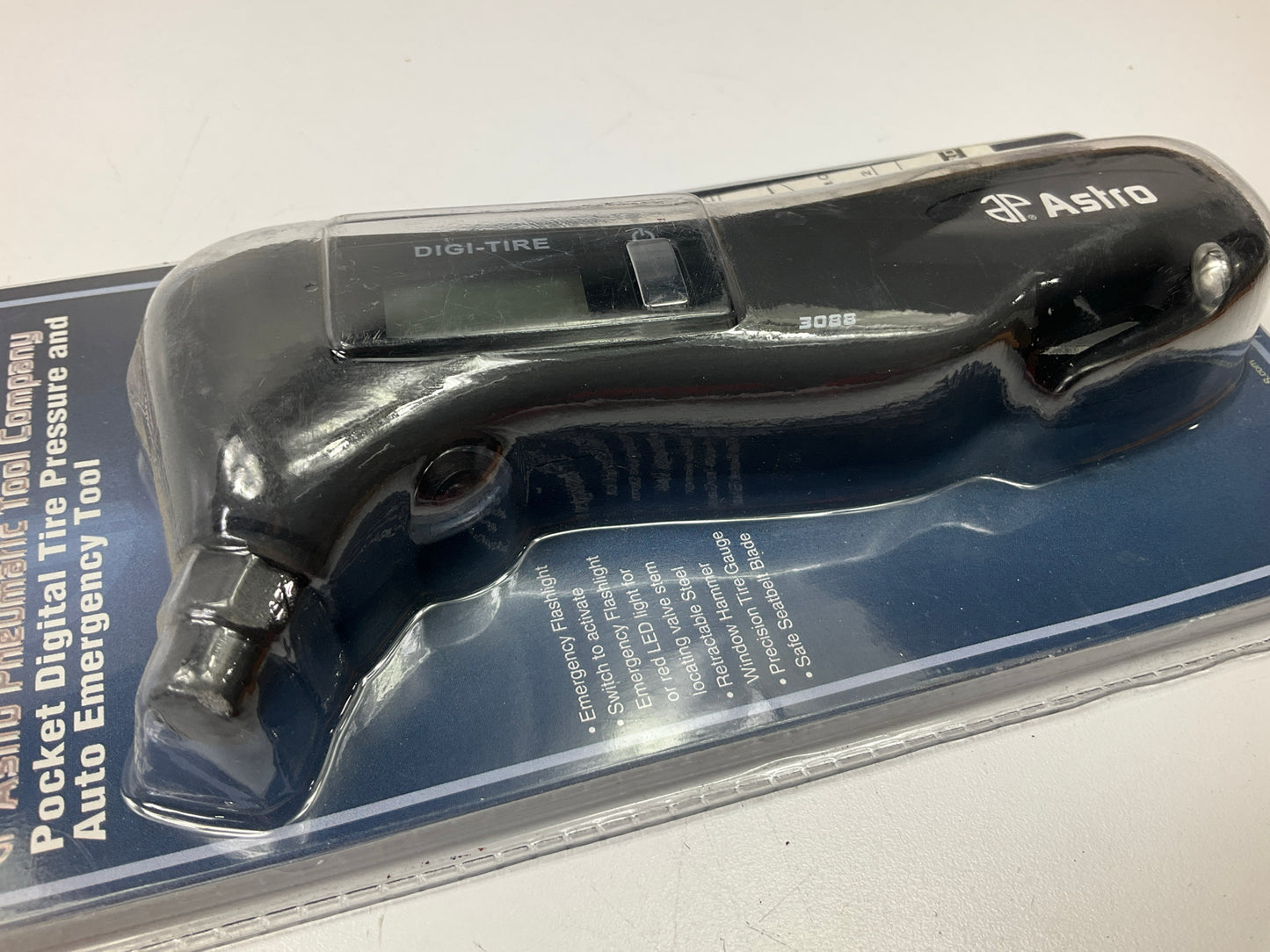 Astro Pneumatic 3088 Digital Tire Air Pressure Gauge W/ Safety Seat Belt Cutter