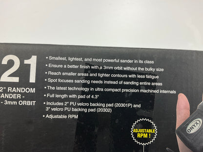 Astro Pneumatic 321 ONYX 2'' Random Orbit Air Sander - Hook & Loop - 3mm Orbit