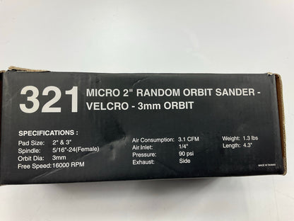 Astro Pneumatic 321 ONYX 2'' Random Orbit Air Sander - Hook & Loop - 3mm Orbit