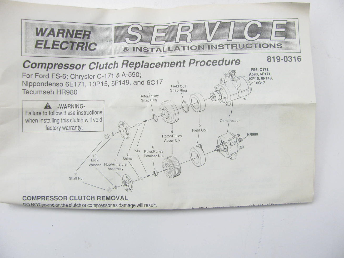 ATCP 5-149 A/C Compressor Clutch Field Coil - Ford FS6, Tecumseh HR980