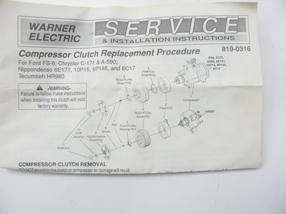 ATCP 5-149 A/C Compressor Clutch Field Coil - Ford FS6, Tecumseh HR980