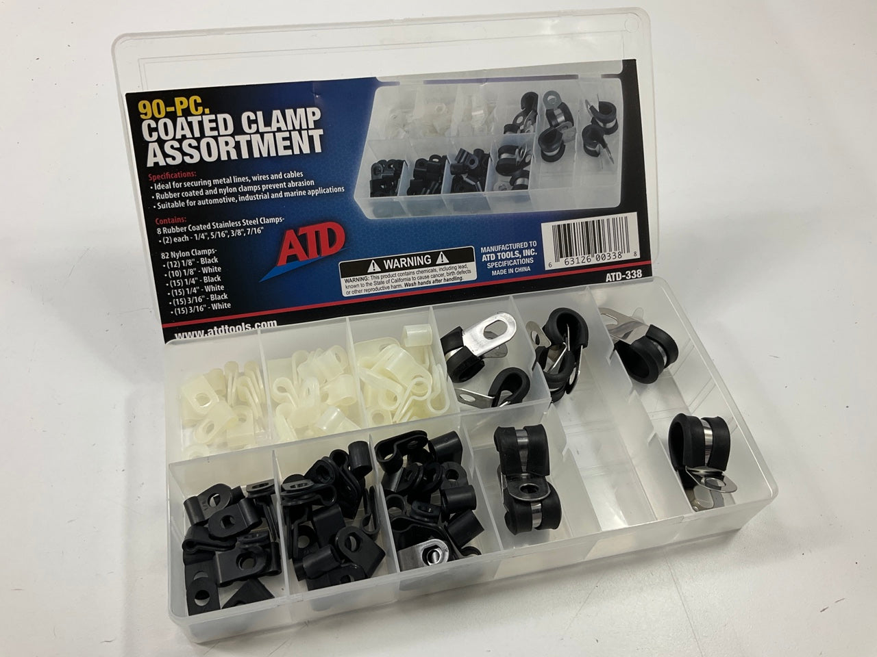 ATD Tools ATD-338 Rubber Coated Cushion Clamp Assortment - 90 Piece