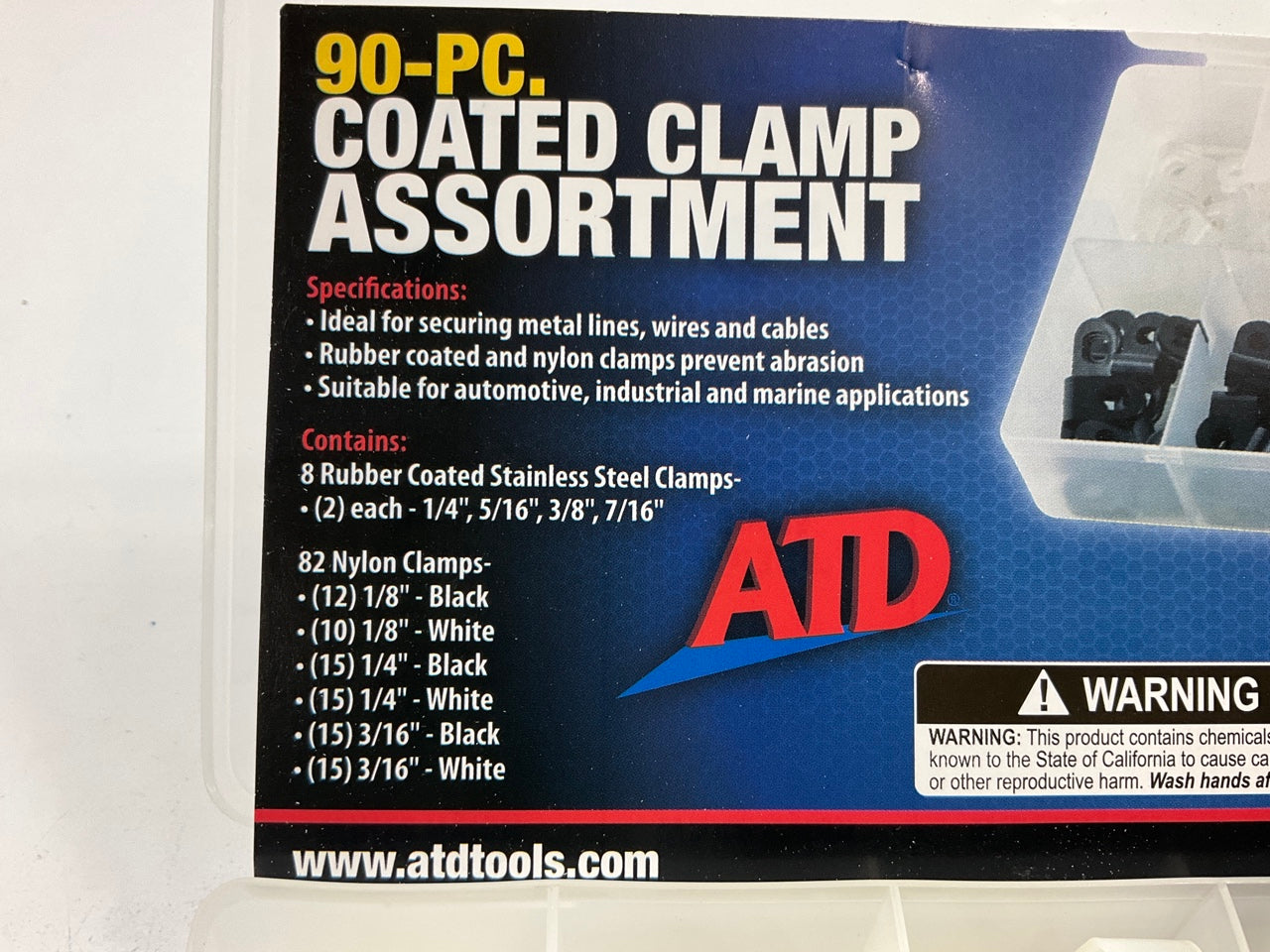 ATD Tools ATD-338 Rubber Coated Cushion Clamp Assortment - 90 Piece