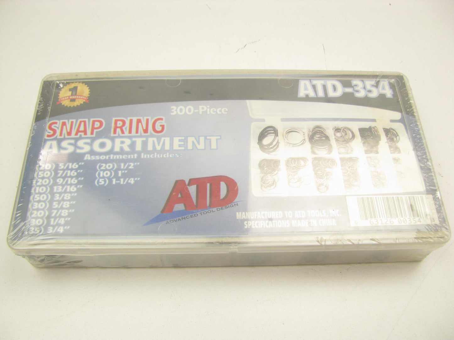 ATD ATD-354 300 Piece Snap Ring Assortment