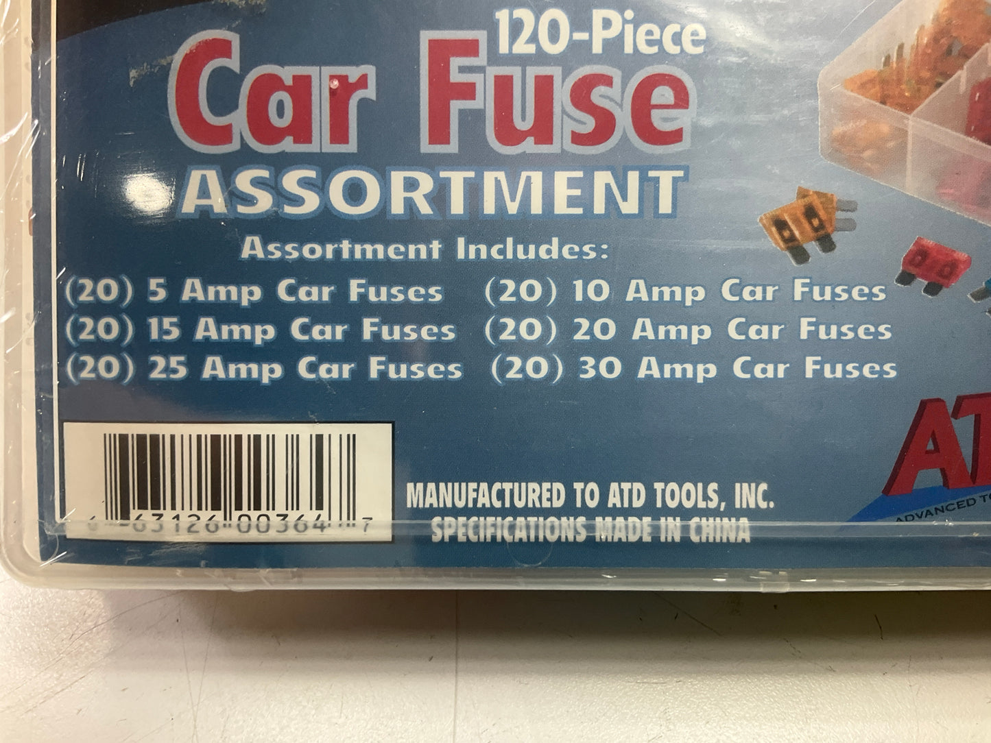 ATD Tools 364  120 Pc. ATC Car Fuse Assortment 5, 10, 15, 20, 25, 30 Amp