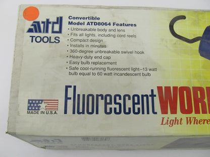 ATD 8064 Compact 6'' Fluorescent Work Light Lamp, 13 Watts, Screws In Any Socket