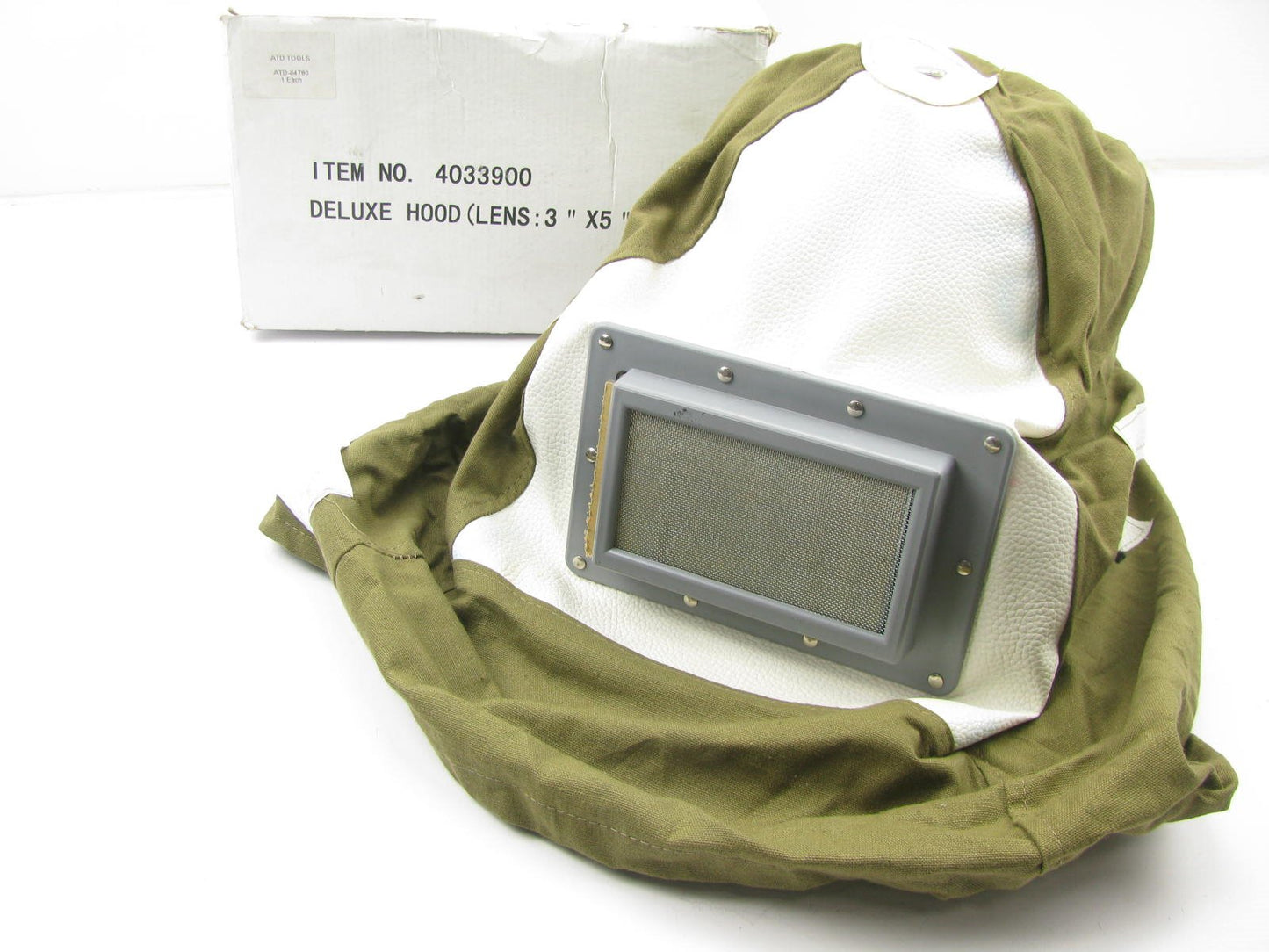 ATD 84760 Deluxe Canvass Protection Face Hood Hard Hat Cover With 3''x 5'' Lens