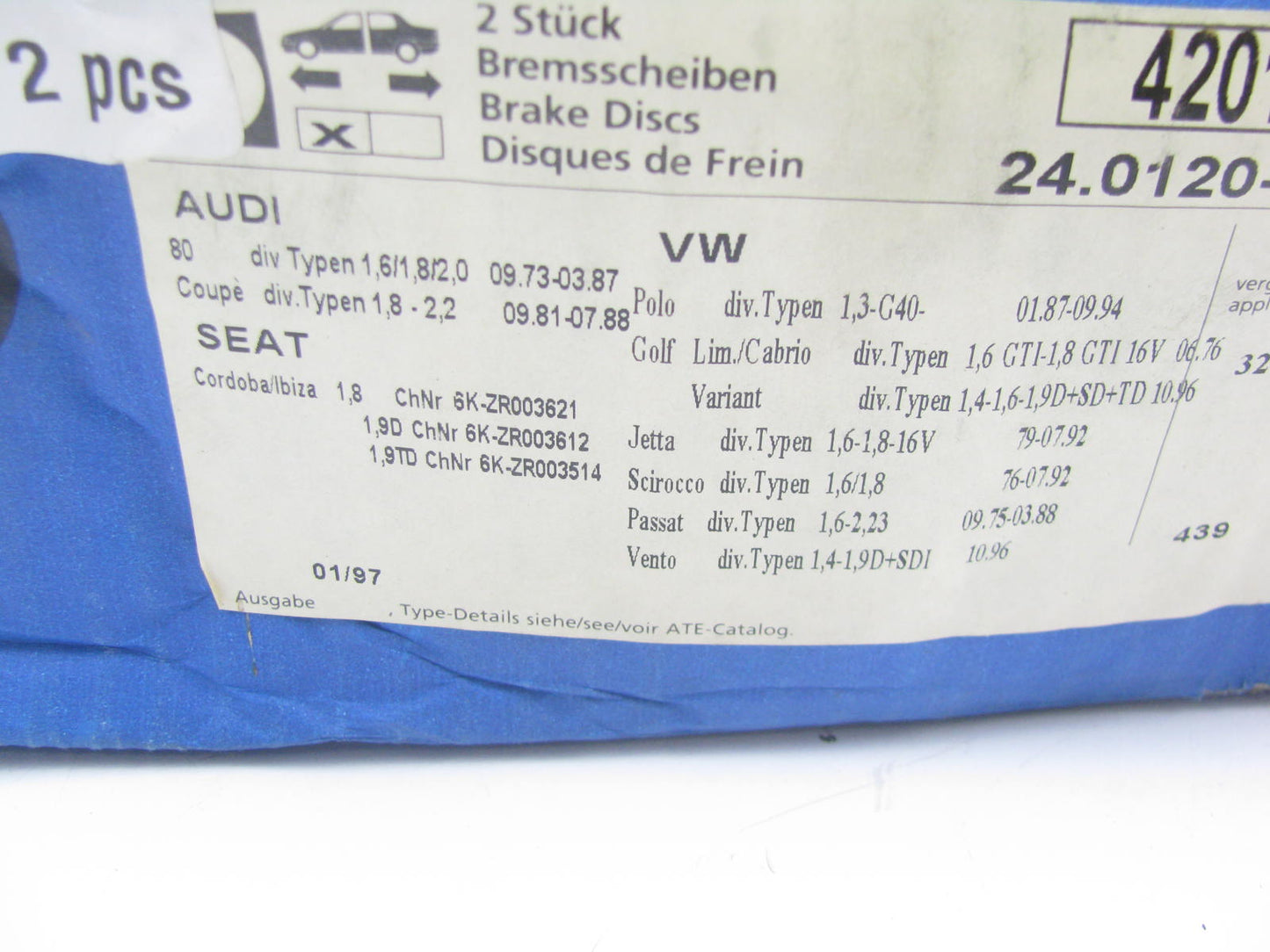 (2) ATE 420123 Disc Brake Rotor - Front